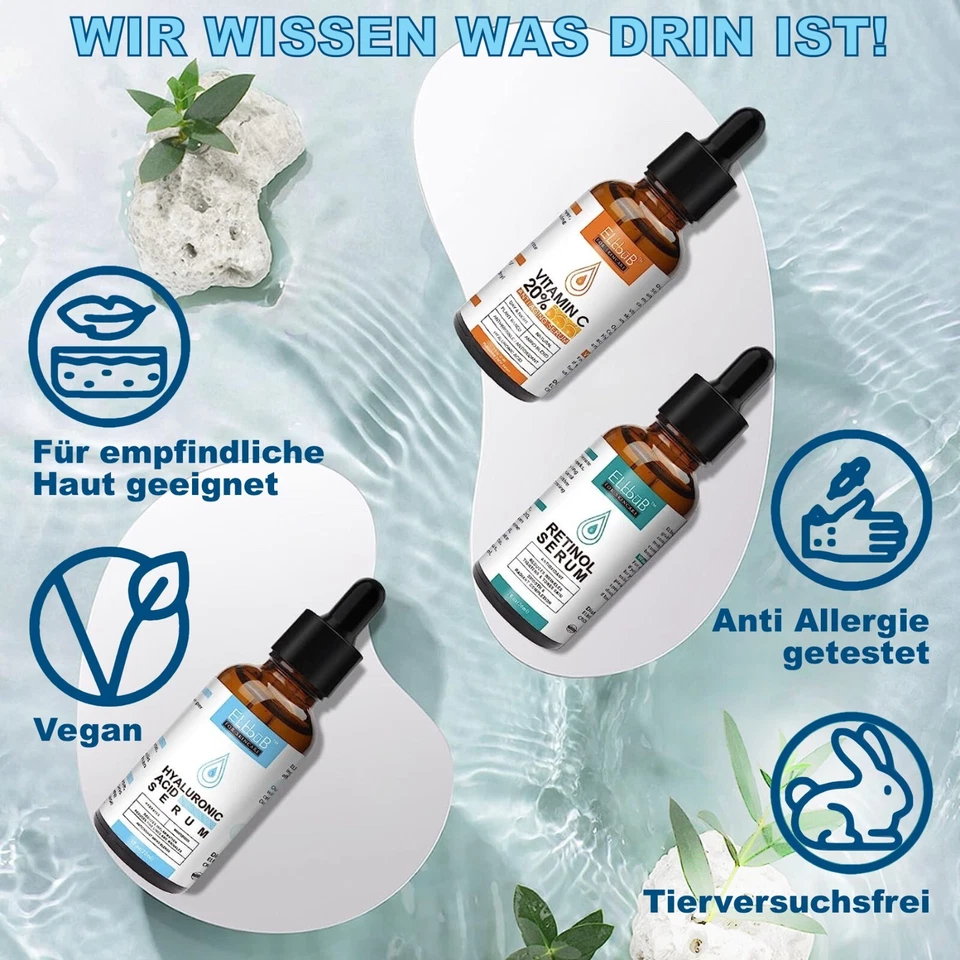 Gesichtsserum Set mit Vitamin C Hyaluron Retinol Serum Anti-Falten Anti-Aging - Bild 3 von 4