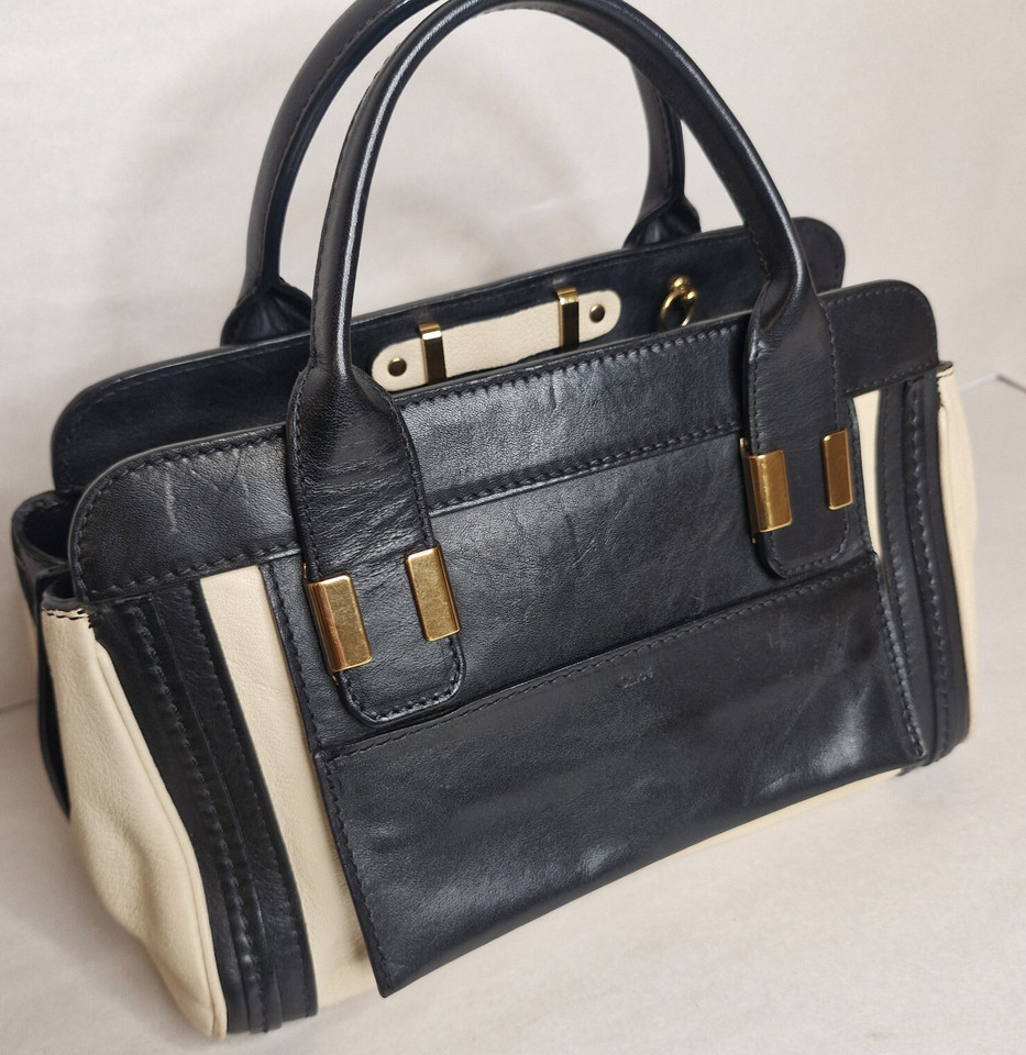 Chloe Alice Leather 2 Way Handbag Bag Cream & Black Good Condition