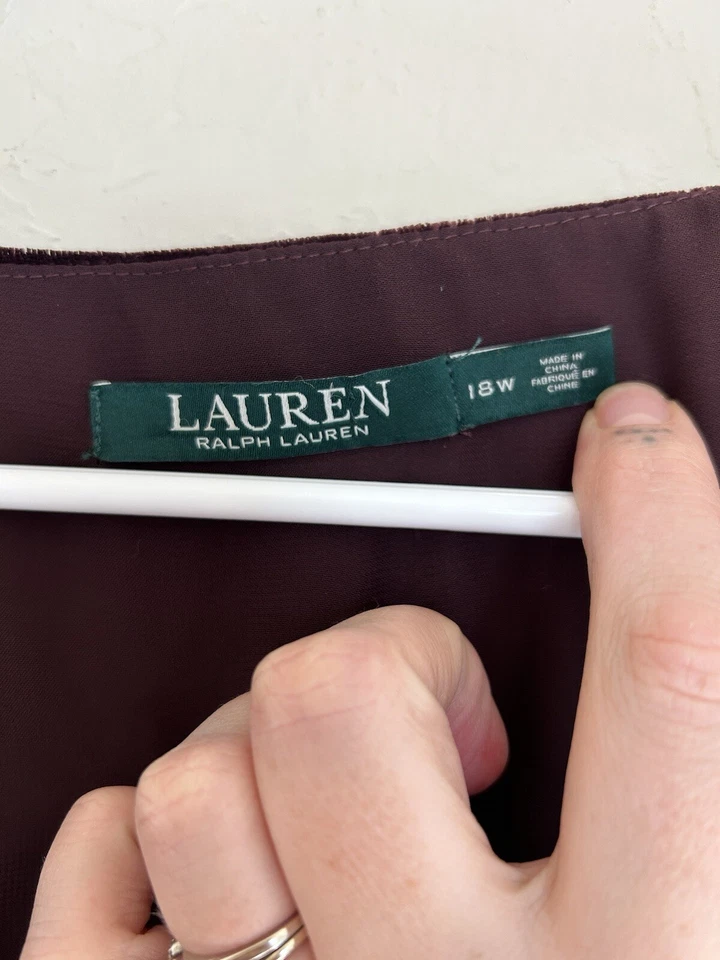 Lauren Ralph Lauren темно фиолетовый бархат платье бахрома 18 Вт плюс вечеринки гот ретро - Изображение 4 из 4