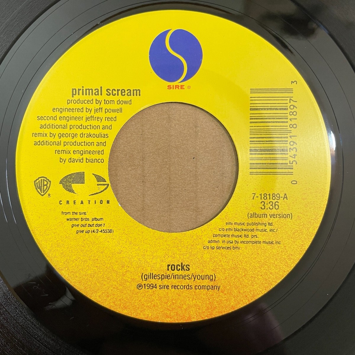 PRIMAL SCREAM Rocks / Everybody Needs Somebody 45 Sire 7