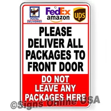 Deliver Packages To Front Door Do Not Leave Here Metal Sign  Magnetic Sign EI344