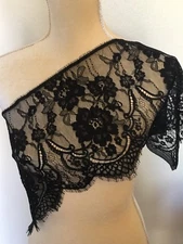 3 Yards Black Floral Embroidered Eyelash Mesh Lace Trim/ Sewing/Crafts/10" Wide