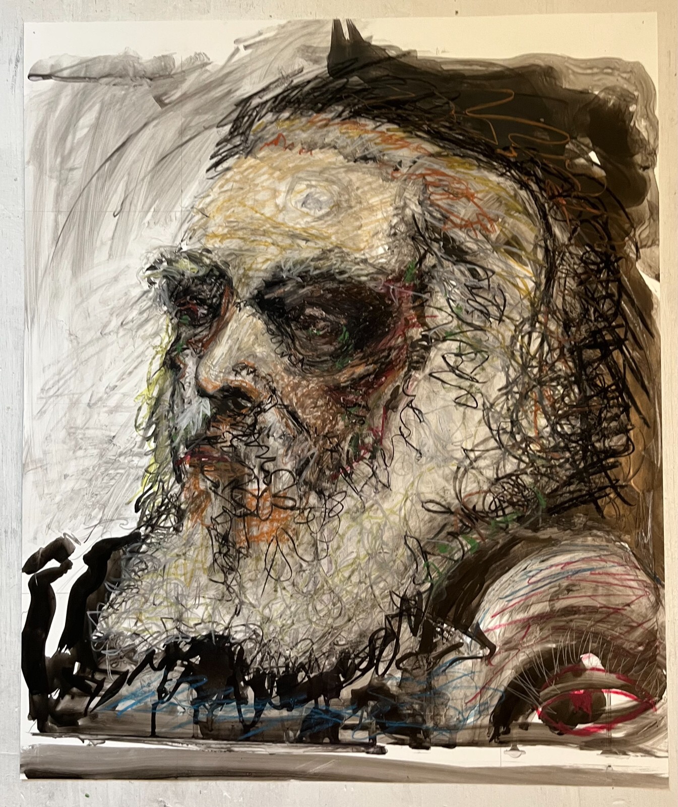 Bearded Man, Original Ink Paintings, by Van Ness