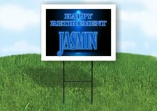 JASMIN RETIREMENT BLUE 18 in x 24 in Yard Sign Road Sign with Stand