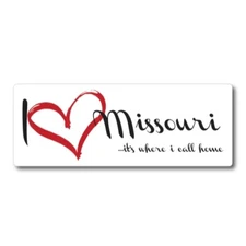 I Love Missouri, It's Where I Call Home US State Magnet Decal, 3x8 Inches