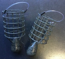 DRENNAN FISHING DISTANCE CAGE BOMB FEEDERS in GREEN - 2 x 30, 2 x 40 or 2 x 50g