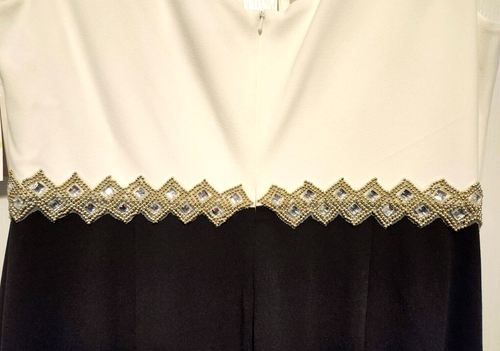 Women's Alex Evenings Gown Size 22W Black & White w/ Beaded Waist Embellishment - Picture 8 of 10
