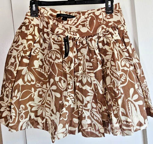 NUEVO CON ETIQUETAS EXPRESS Design Studio Floral Marrón Plisado Volantes Falda Mujer Talla 0 Forrada - Imagen 1 de 9