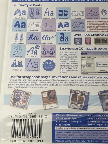 Creative Clips & Fonts FOR FOR WINTER MEMORIES Computer Software DVD Keepsakes - Picture 11 of 12