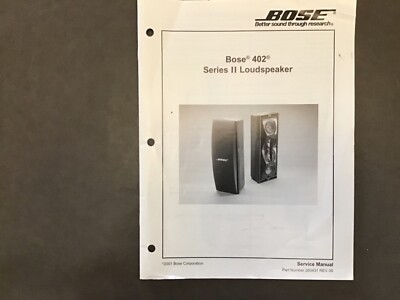 Bose 402 Series II Loudspeaker System Service Manual original | eBay