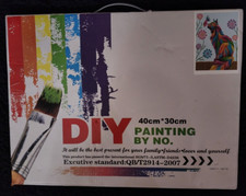 FREE DIY Canvas PAINTING BY NO. Adult Kit Colorful Cat  Flowers with frame NIB