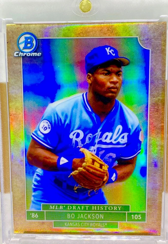 Tarjeta de inversión refractor Bowman Bo Jackson RARA SSP TOPPS REALEZA DE LA CIUDAD DE KANSAS Foto 4 de 4