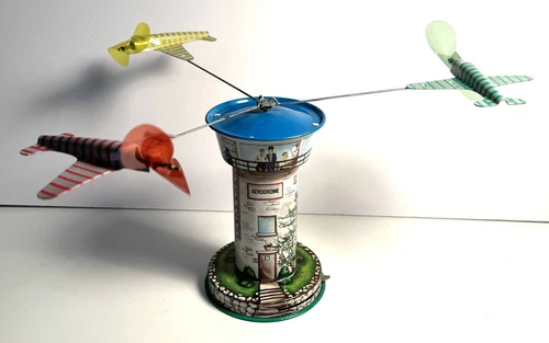 Vintage Smithsonian Institution Gift Shop Schylling Tin Wind Up Aerodome Tower