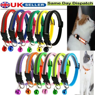 Quick Release Breakaway Pet Dog Cat collar Reflective Adjustable Safety Bell NEW