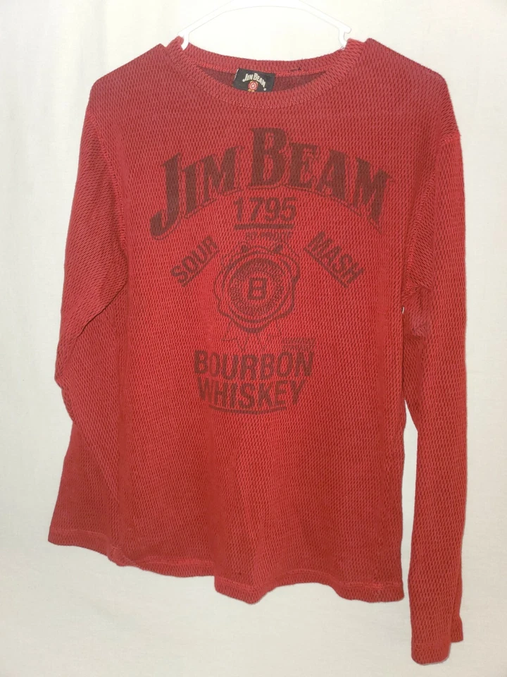 Camisa Jim Beam Para Hombres Talla L Roja Agria Mash Bourban Whisky Rojo Manga Larga Térmica Foto 4 de 4