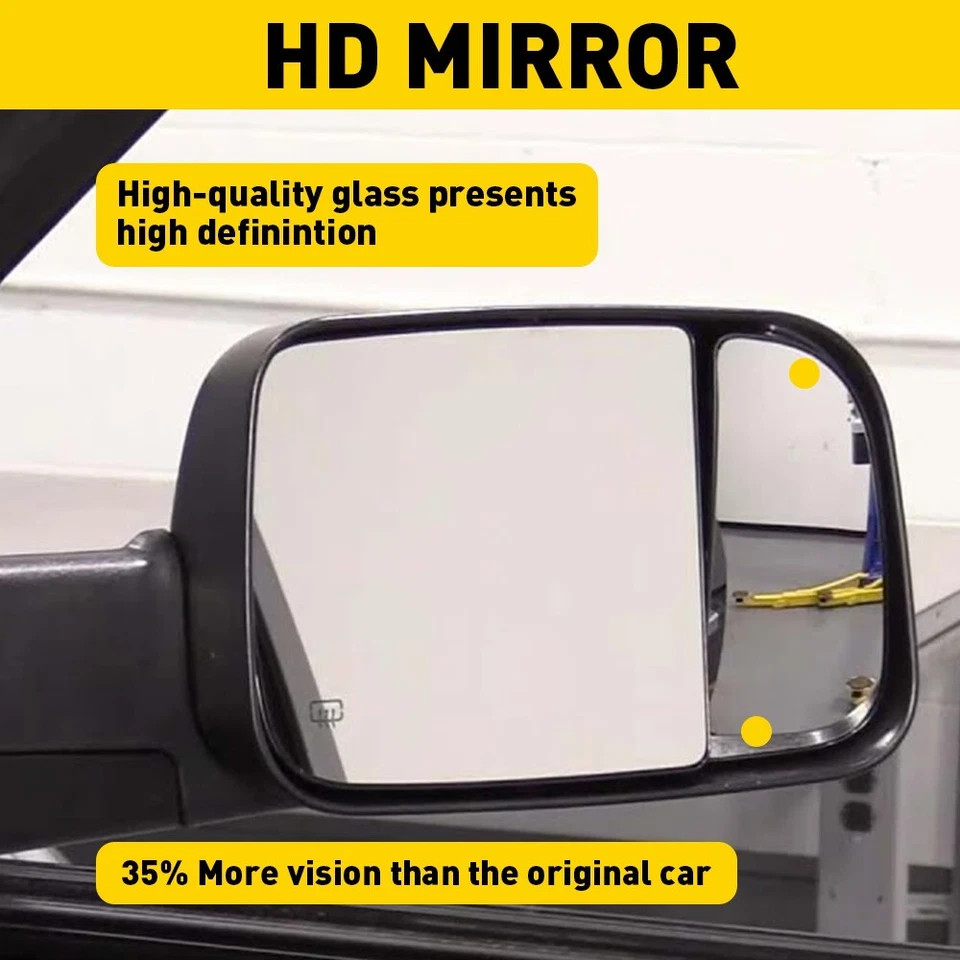 Tow Mirror Glass Right Passenger Outer Convex For Dodge Ram 1500 2500 3500 4500 - Image 4 of 4