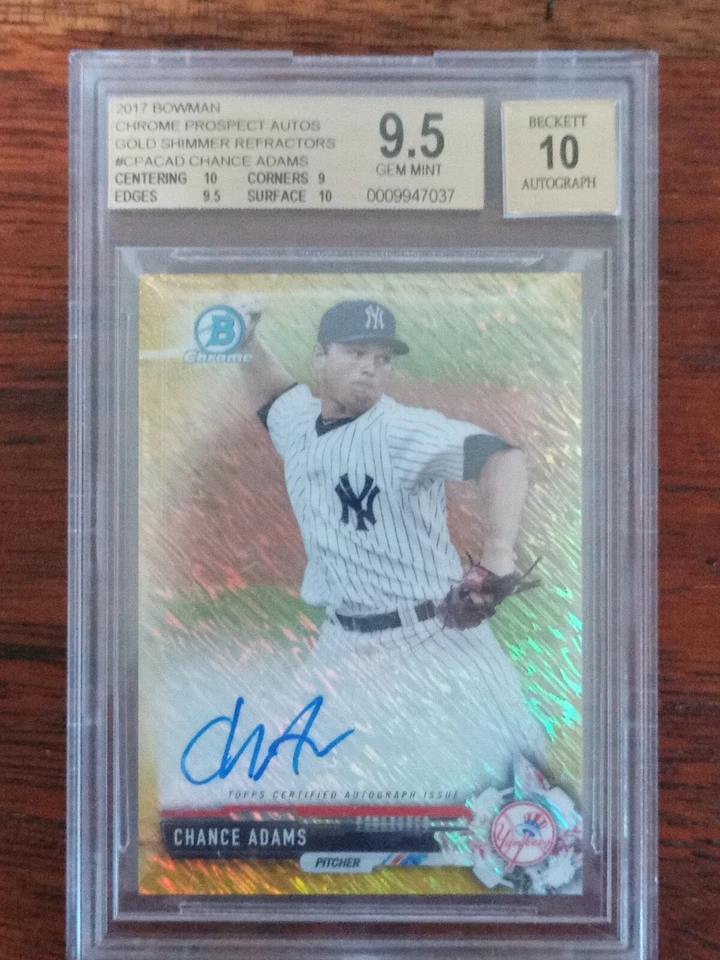 2017 Bowman Chrome Chance Adams Prospect Autos Gold Shimmer Refractors... - Image 2 of 4