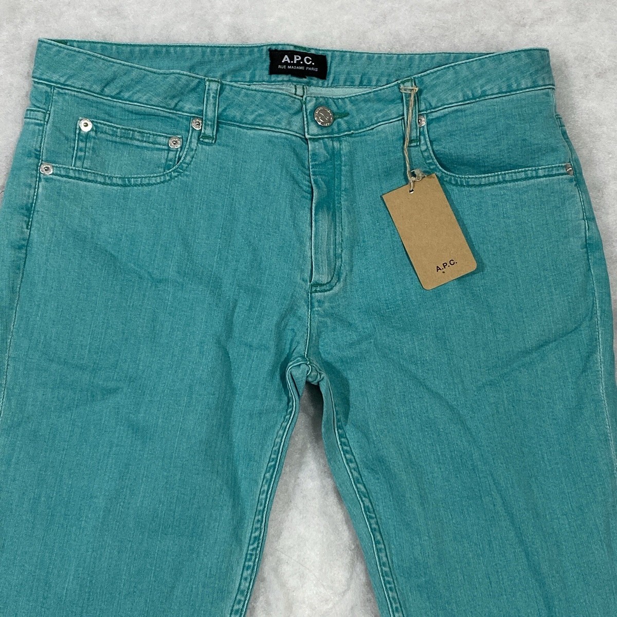 APC Rue Madame Paris Skinny Jeans Women's 31 Teal Green Etroit