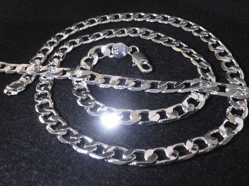 Mens Polished 925 Silver Filled Plated 24" long Necklace Chain Bracelet Set - Picture 2 of 7
