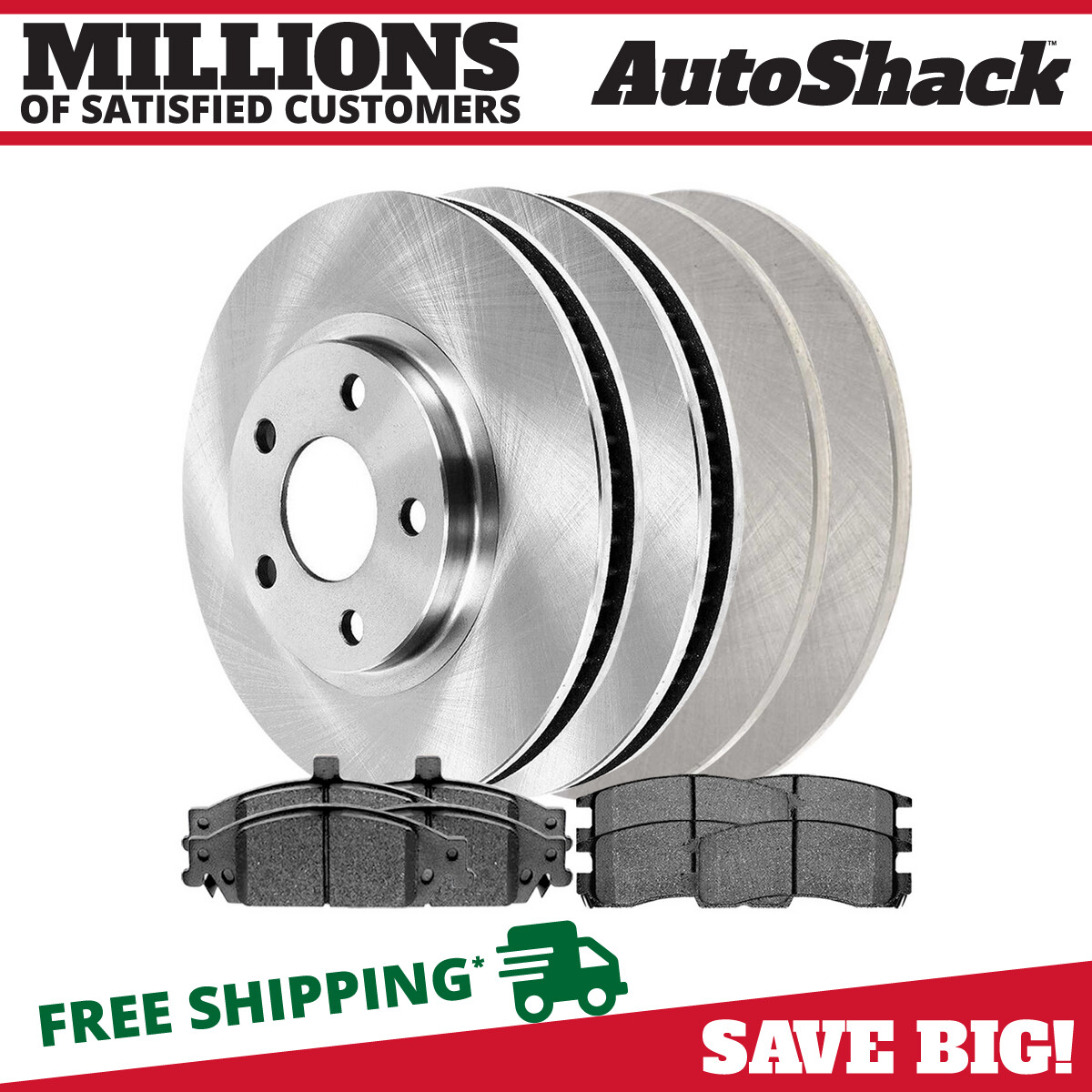 Front & Rear Brake Rotors & Pads for Olds Alero 19992005 Pontiac Grand