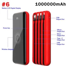1000000mAh Wireless Power Bank External Battery Backup Fast Portable Charger