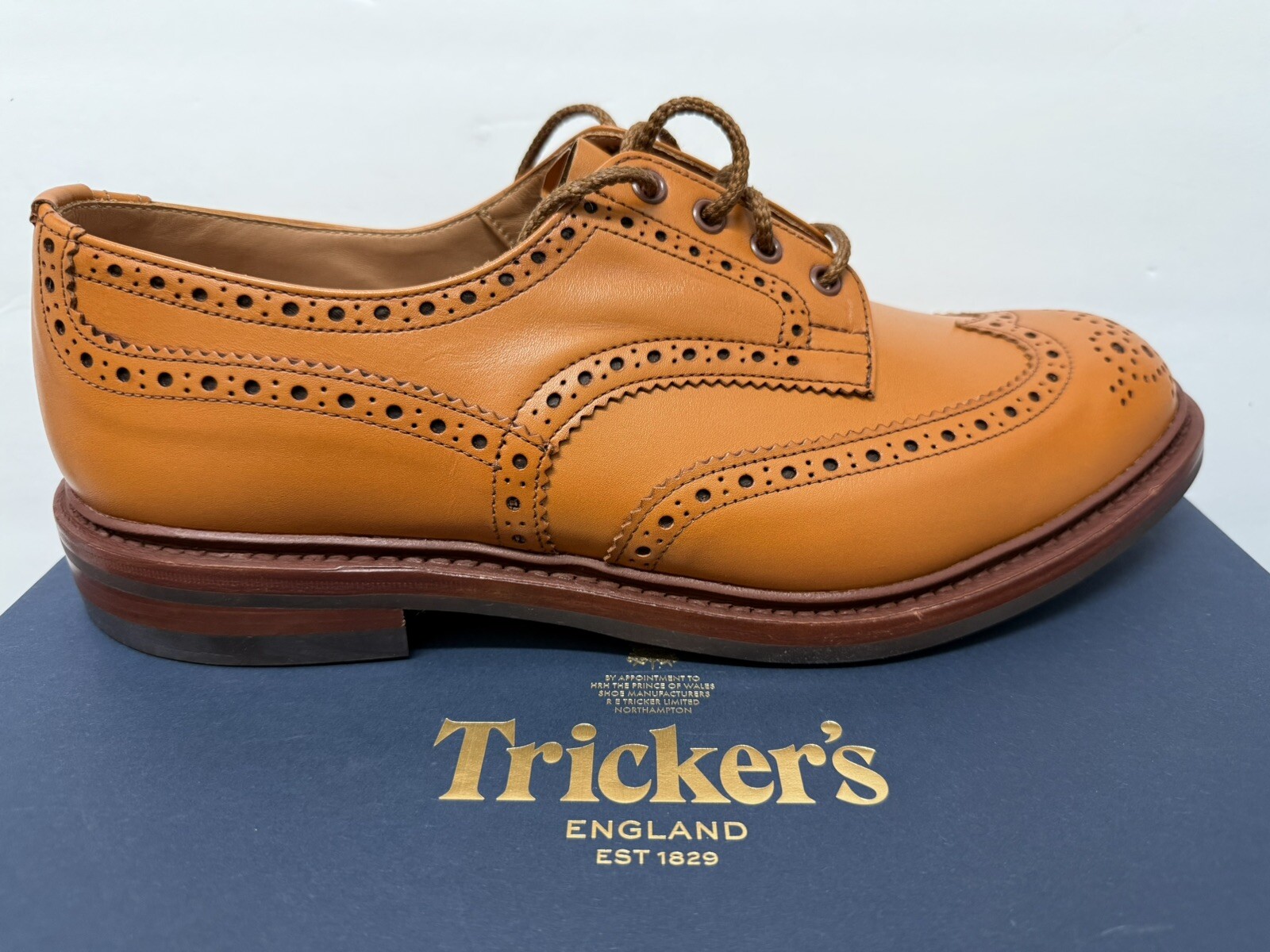 Tricker’s Dress Shoes Tan Acorn Antique Derby Brogues UK 12 US 13