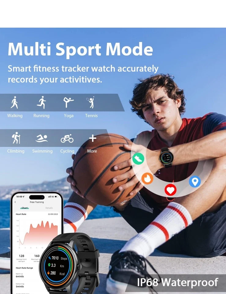 Smart Watch for Women And Men Answer/Make Call, 1.28" Touch Screen - Image 2 of 4