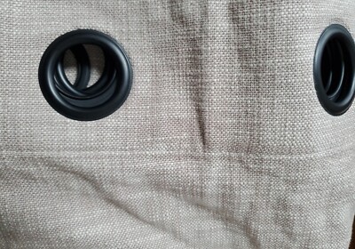 1 Pottery Barn Seaton Textured Cotton Grommet Drape, Dark Flax