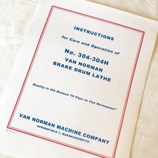 Van Norman 304 304h Operating Maintenance Parts Manual For Drum Brake Lathes