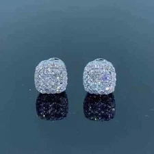 2Ct Round Simulated Diamond Men's Cluster Stud Earrings 14K White Gold Plated