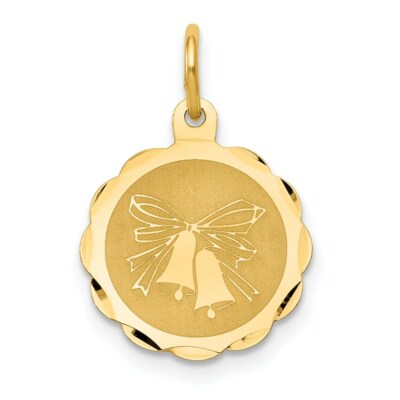 14k Gelbgold Hochzeit Glocken Charm Anhänger 0,75 Zoll