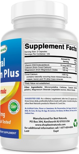 Best Naturals Coral Calcium Plus 250 Capsules - Picture 5 of 7