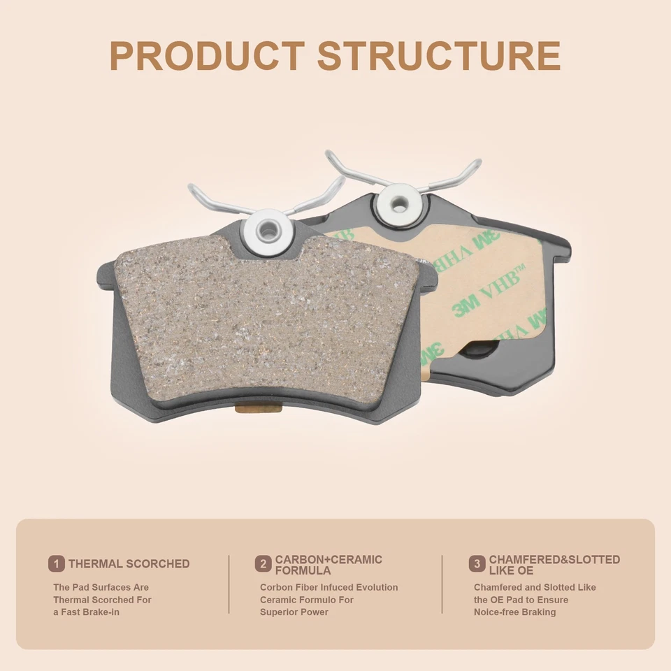 Pastillas de freno delanteras y traseras de cerámica para Audi TT Volkswagen Passat 2000 2002-2005 Foto 3 de 4