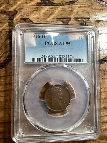 Beautiful High Grade 1916-D Lincoln Cent.  PCGS GRADED AU55