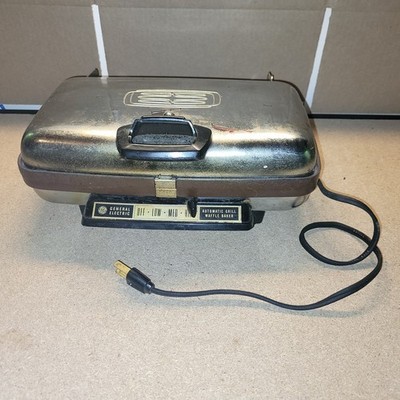Vintage GE General Electric Sandwich Grill Waffle maker Chrome 14G44T USA Made