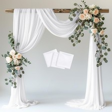 Wedding Arch Draping Fabric 3 Panels 28.7"x20 FT White Drapes Sheer