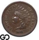 1873 Indian Head Cent Penny, Open-3, Choice VF++/XF Better Date