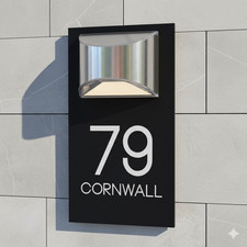 Personalised House Number Plaque with LED Solar Light Door Sign for Wall Outside