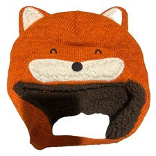 Toddler/Infant Ear Flap Beanie Cap Knit Furry Winter Fox  plaid lot of 3 hats