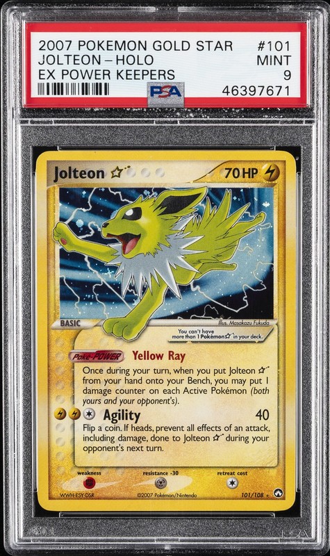 2007 POKEMON EX POWER KEEPERS GOLD STAR #101 JOLTEON-HOLO PSA 9