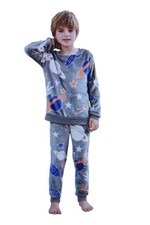 V. GRIN Pajama Set Boys Size 13-14 Years Gray Fleece Space Rocket Planet Print
