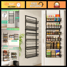 Over Door Pantry Organizer - 6-Tier Adjustable Hanging Baskets, Metal Spice Rack