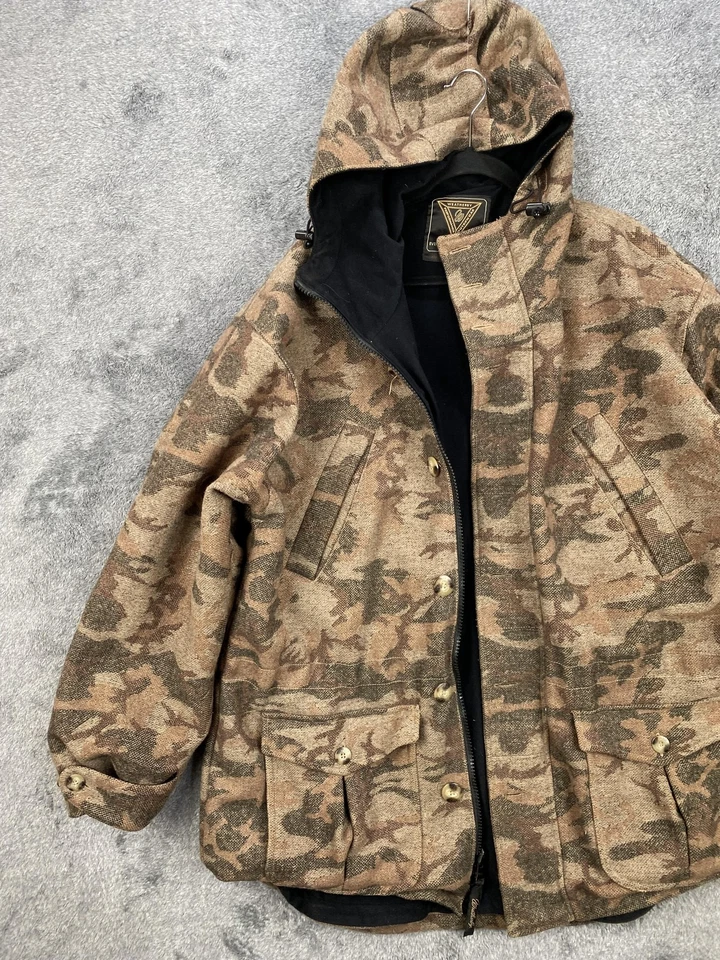 Chaqueta Weatherby Para Hombre Extra Grande Marrón Camuflada Mezcla de Lana Parka de Caza con Capucha Foto 2 de 4