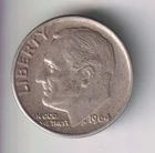1964-P ROOSEVELT DIME 10¢ PHILADELPHIA 90% SILVER COIN UNITED STATES MINT