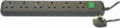 BRENNENSTUHL - Eco-Line 6 Gang Switched Extension Lead, 1.5m Black
