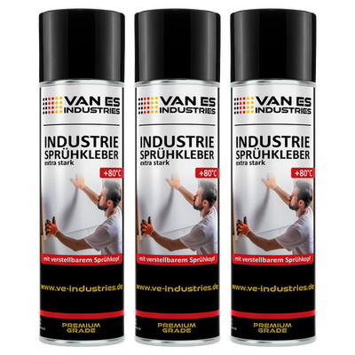 SPRÜHKLEBER 3x 500ml EXTRA STARK Kontaktkleber mit hoher Sofortklebekraft