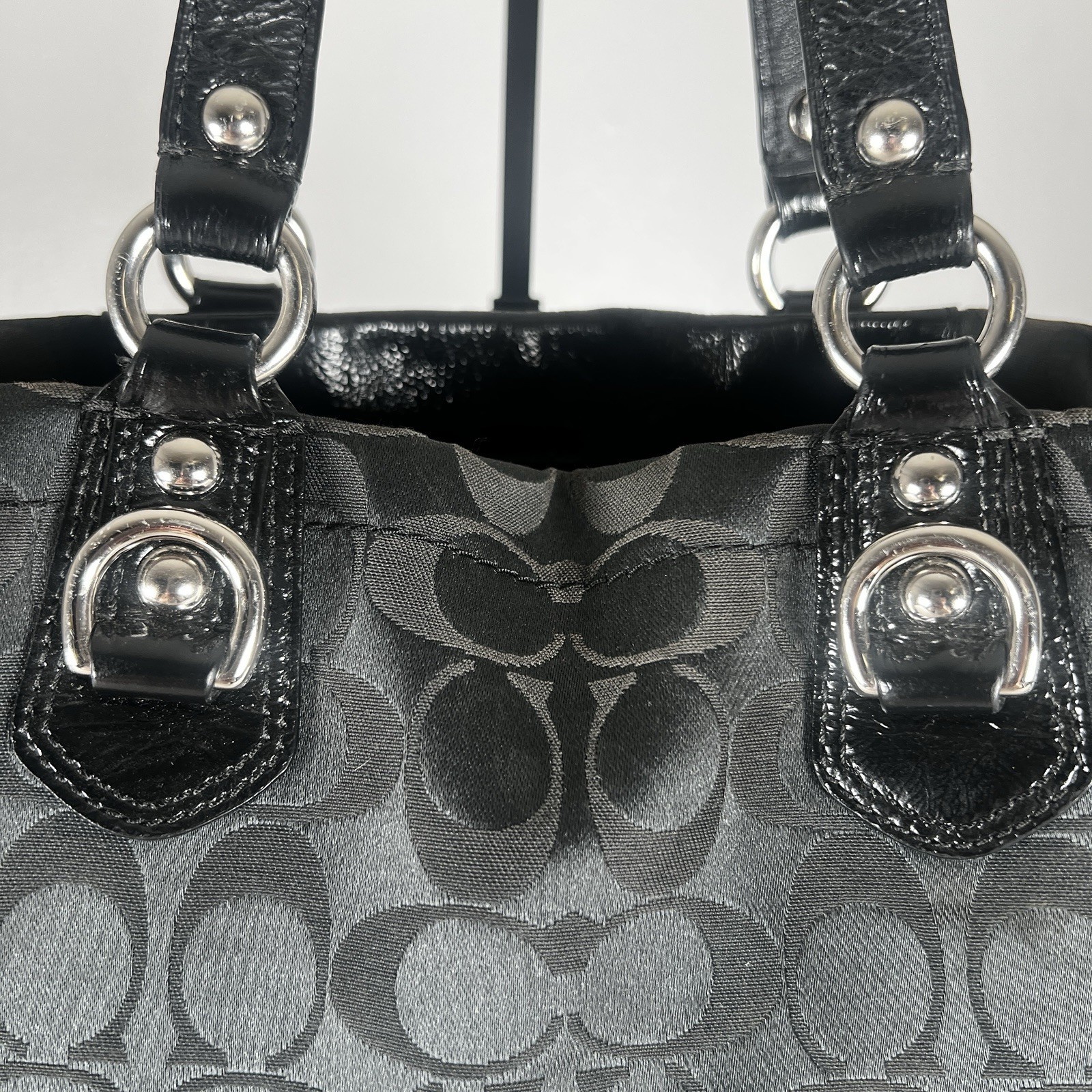 Coach Ashley Signature Sateen Carryall Tote Purse Y2K Black F15510  Authentic” thumbnail 5