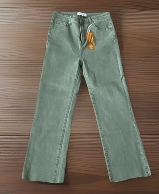 Resin Jeans Womens Size 13 Straight Leg Raw Hew 13/31 Color Green NWT