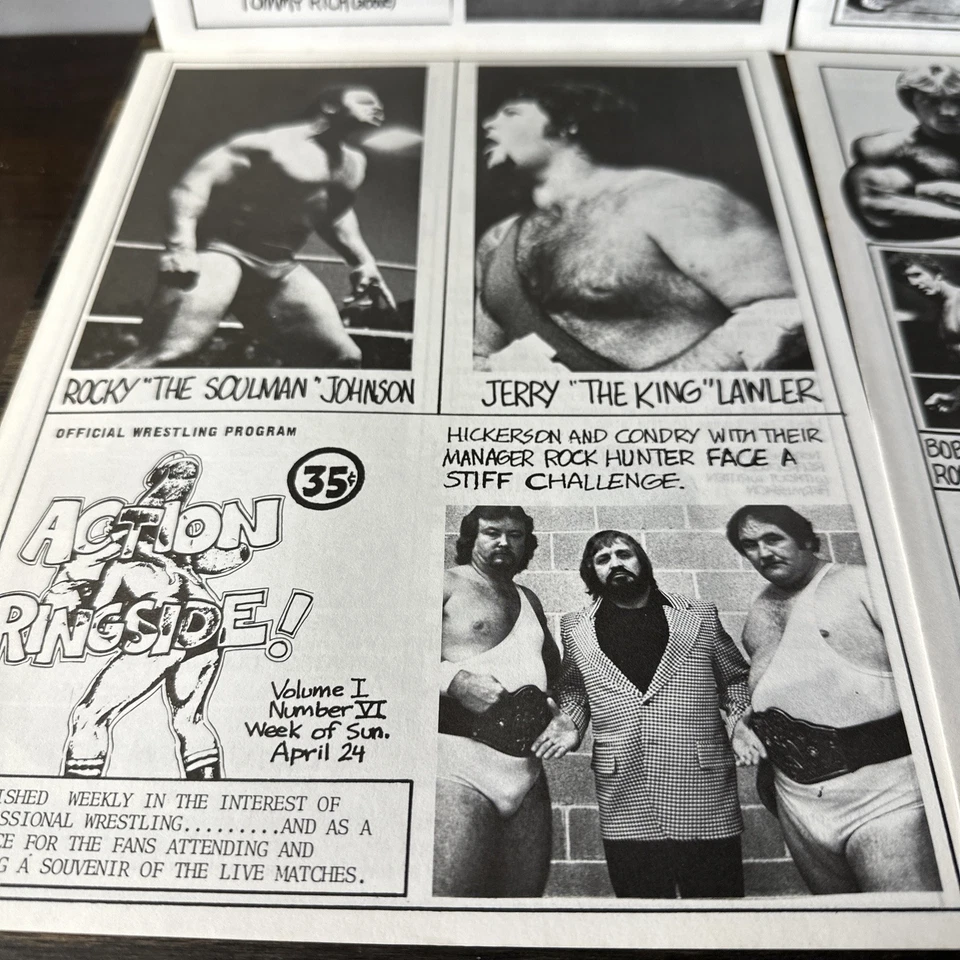 Lote de 4 programas de lucha libre Action Ringside Memphis 1977 Vol 1 #6-9 Foto 3 de 4