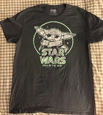 Star Wars Baby Yoda Grogu T Shirt Men's Size L Mad Engine Gray 100 Cotton